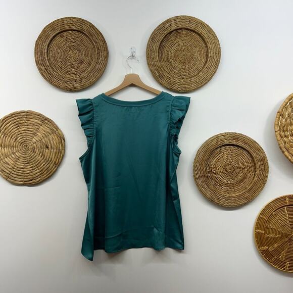 NEW Maurices Blue Satin Ruffle Blouse Tank Top Plus Size XXL - Picture 2 of 5